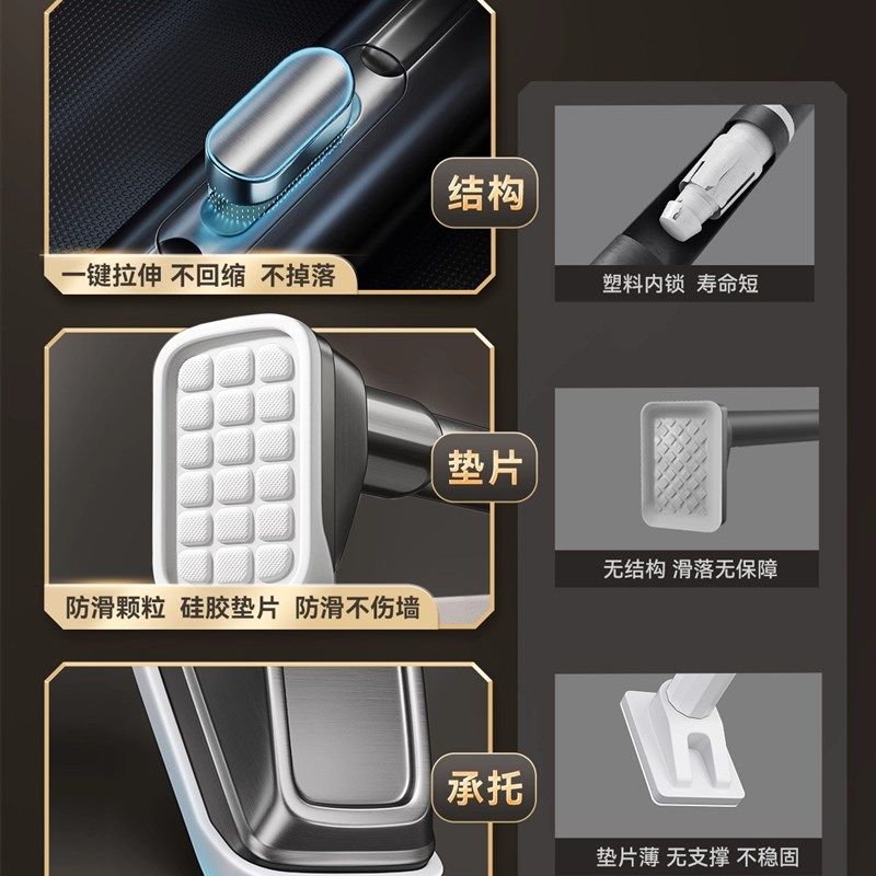 免打孔伸缩杆晾衣杆阳台固定不锈钢晾衣架窗帘衣柜卫生间墙上撑杆