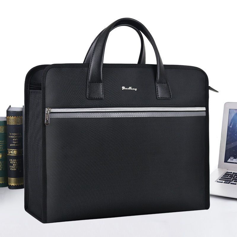 加厚办公资料防水文件袋手提商务公文包多层帆布拉链大容量会议袋