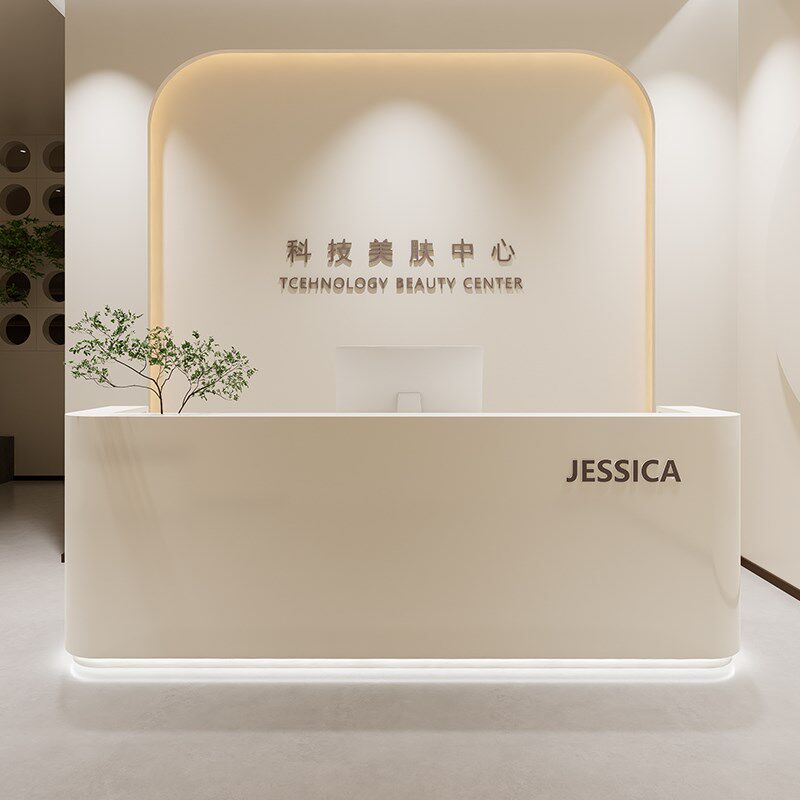简约服装店收银台前台美容院诊所瑜伽养生馆烤漆吧台Y桌公司接待