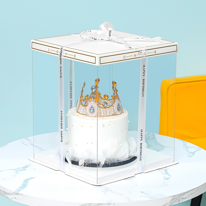 生日蛋糕盒透明4寸6寸8寸10寸12寸双层加高网红定制烘焙包装盒子