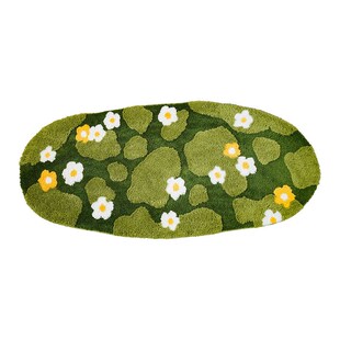 DDD 森系花卉卧室床边毯家用植绒苔藓毛毯簇绒浴室防滑地垫可水洗