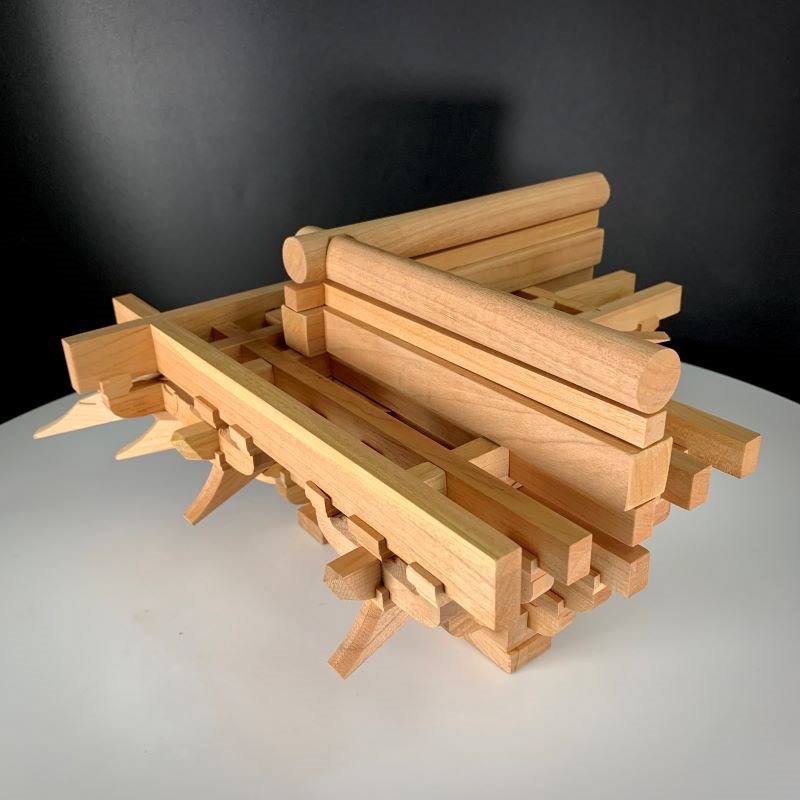 五铺转角古建筑斗拱模型榫卯结构拼插积木文创教具摆件礼物玩具