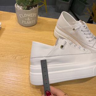 百搭厚底内增高7cm休闲小白鞋 韩版 女可踩脚 新款 水钻两穿2021春季