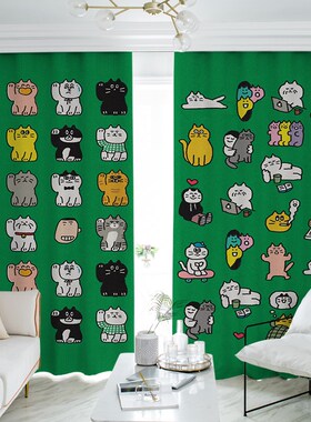 绿色优质遮光窗帘2025新款儿童房卧室飘窗全遮阳布小窗户隔音隔热