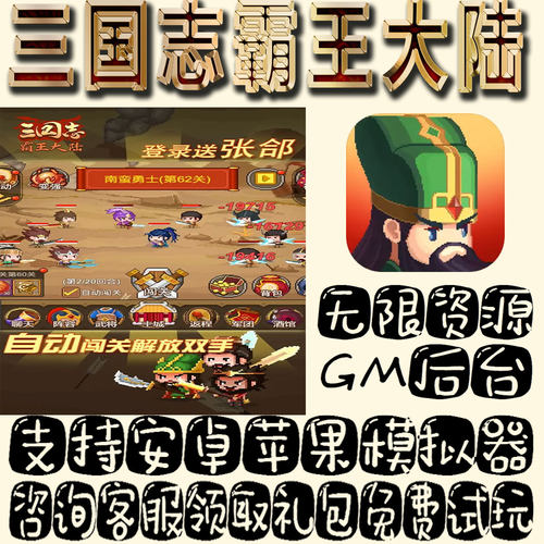 三国志霸王大陆gm手游单机不限量BT福利礼包码满级VIP道具成品号