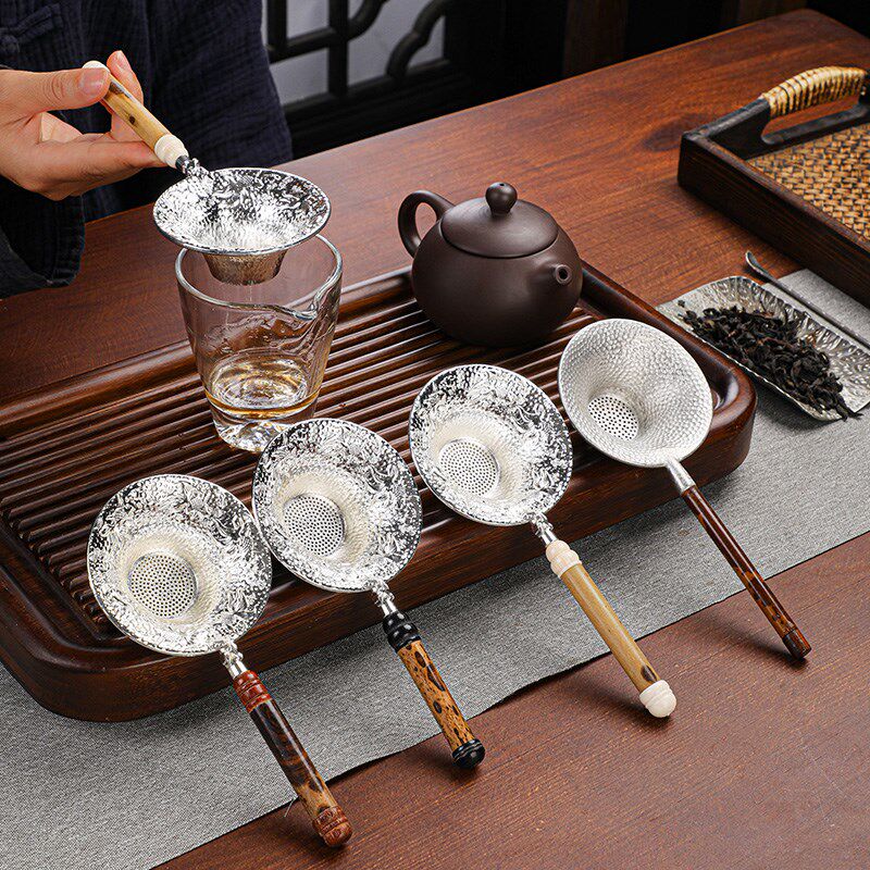 福京锡茶滤茶叶过滤网功夫茶具健康茶器茶漏茶叶渣漏网金属泡茶杯