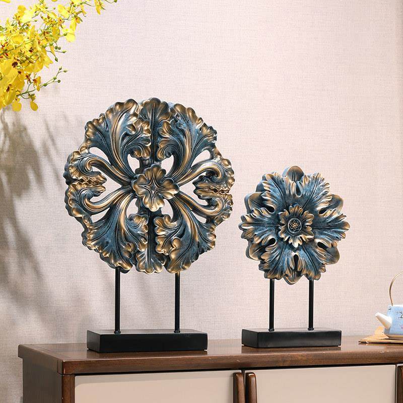 富贵雕花新房电视柜两边装饰欧式客厅摆件样品房软装饰品酒柜摆设