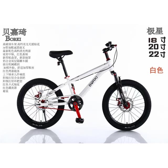 贝嘉琦童车18/20/22寸男女儿童自行车小孩中童山地车双碟刹青少年