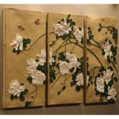 复古家居装 饰品 仿古工艺挂件浮雕壁饰 中式 牡丹花墙饰 满园春色