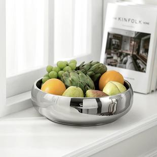 kiskin北欧不锈钢纯色炸鸡餐盘子家用西餐餐具菜盘创意水果盘托盘