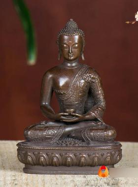 阿弥陀佛 三世佛家用佛前台湾室内桌面铜仿古3寸随身佛小铜像