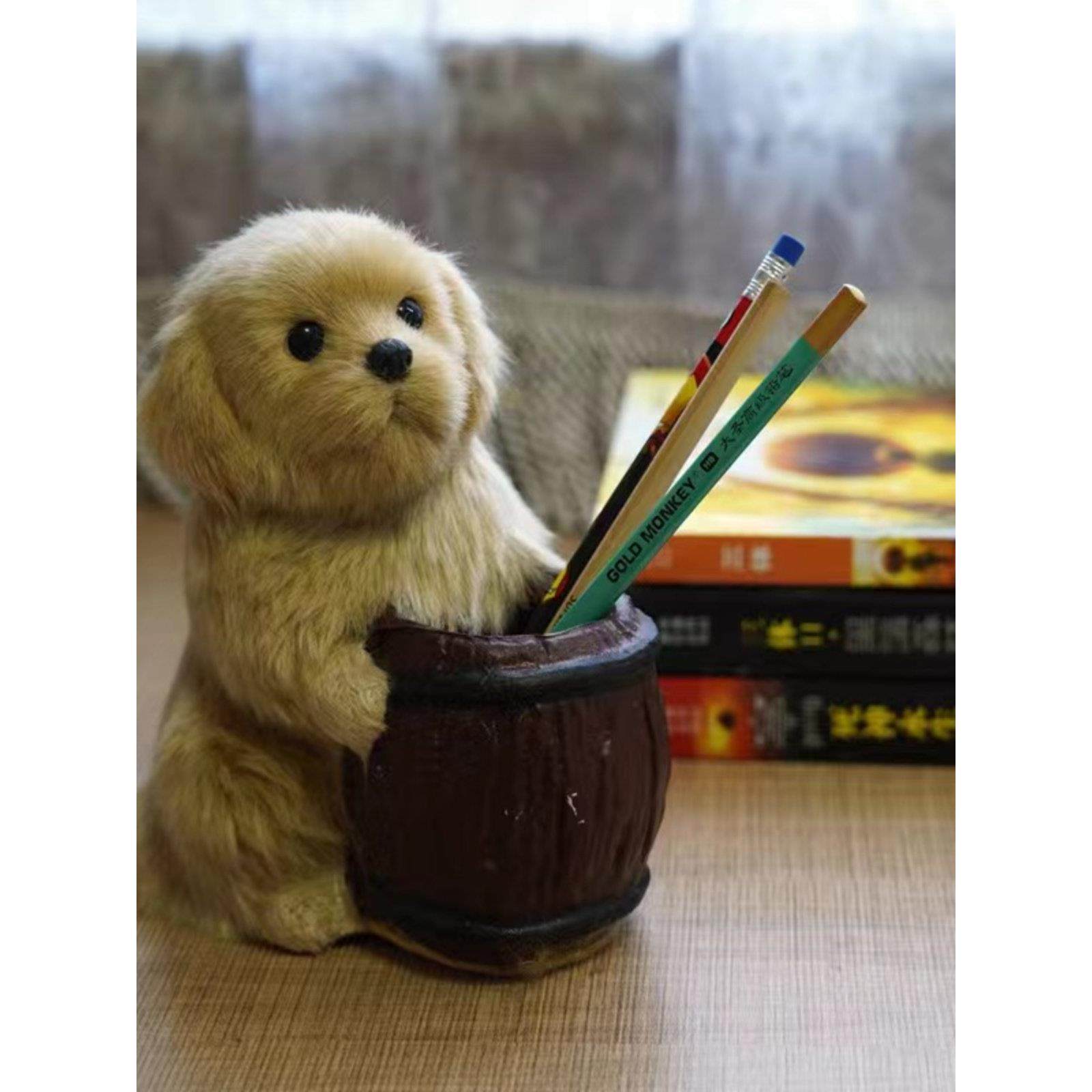 模拟狗礼物笔筒礼物家装动物模型动物形状狗文具工艺品学生,家居饰品,装饰摆件,淘宝优惠券,粉丝福利购,淘宝优惠卷