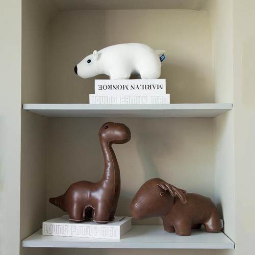 PU皮质公仔皮革马鲸鱼大象狗恐龙河马北极熊动物书挡门档玩偶摆件