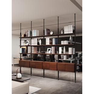 意大利极简主义书架办公室主设计隔板储物架客厅落地式铁质书架全