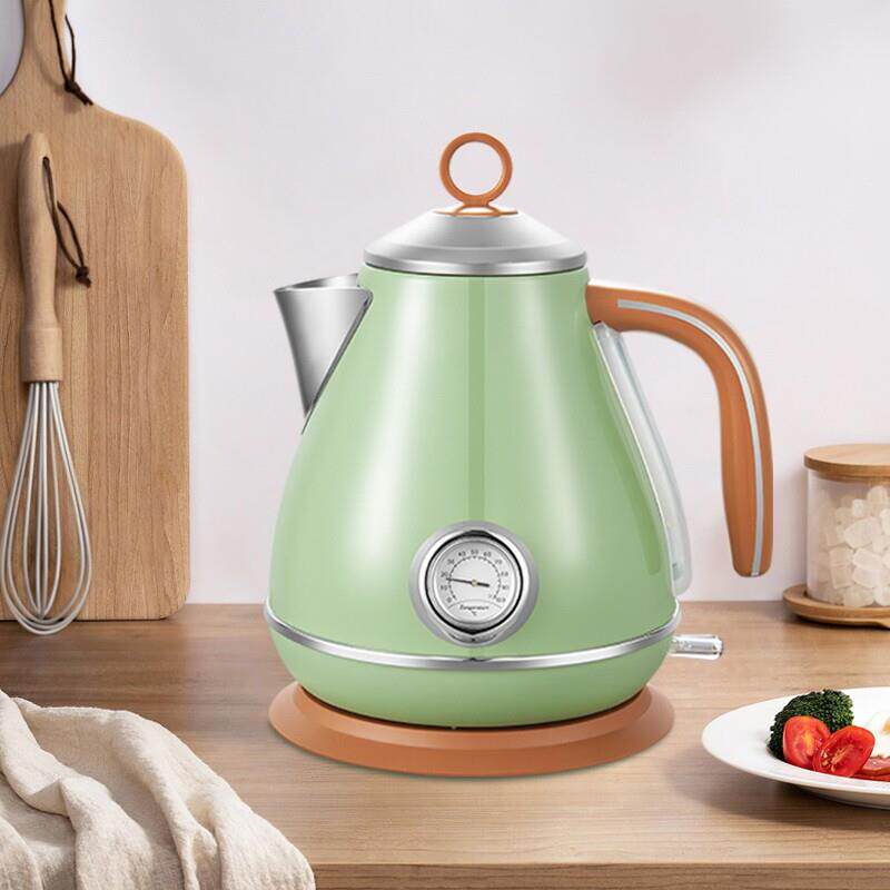 意式复古食品级304不锈钢民宿客栈电热水壶温度计烧开水壶防干烧