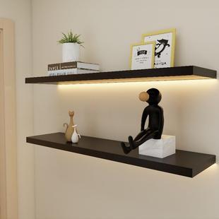 发光层板带灯墙上置物架一字隔板墙壁墙面置物板创意收纳书架定制