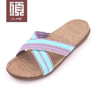 女夏室内防滑厚底静音舒适吸汗居家硕牌家居棉麻拖鞋 金硕亚麻拖鞋