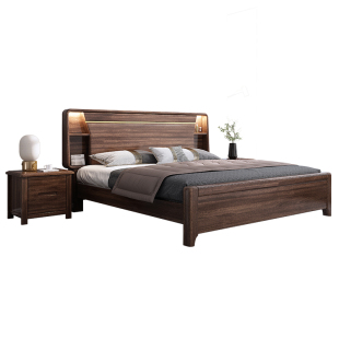 胡桃木实木床 双人床2米x2米2大床200220乘两米二新中式床主卧