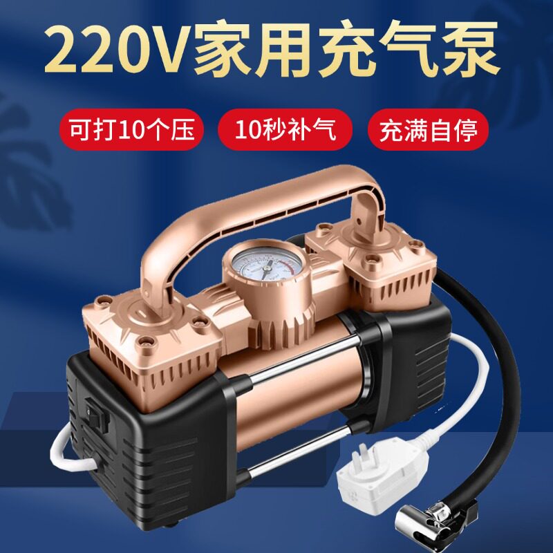 220v双缸家用充n气泵多功能轮胎气柱袋篮球游泳圈高压电动打气筒