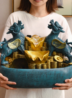 招财金蟾貔貅镇宅流水摆件客J厅办公室桌面装饰开业乔迁新居礼物