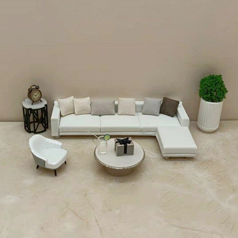 博展工艺新品沙盘模型转角沙发DIY户型室内家具摆件港式简约S14