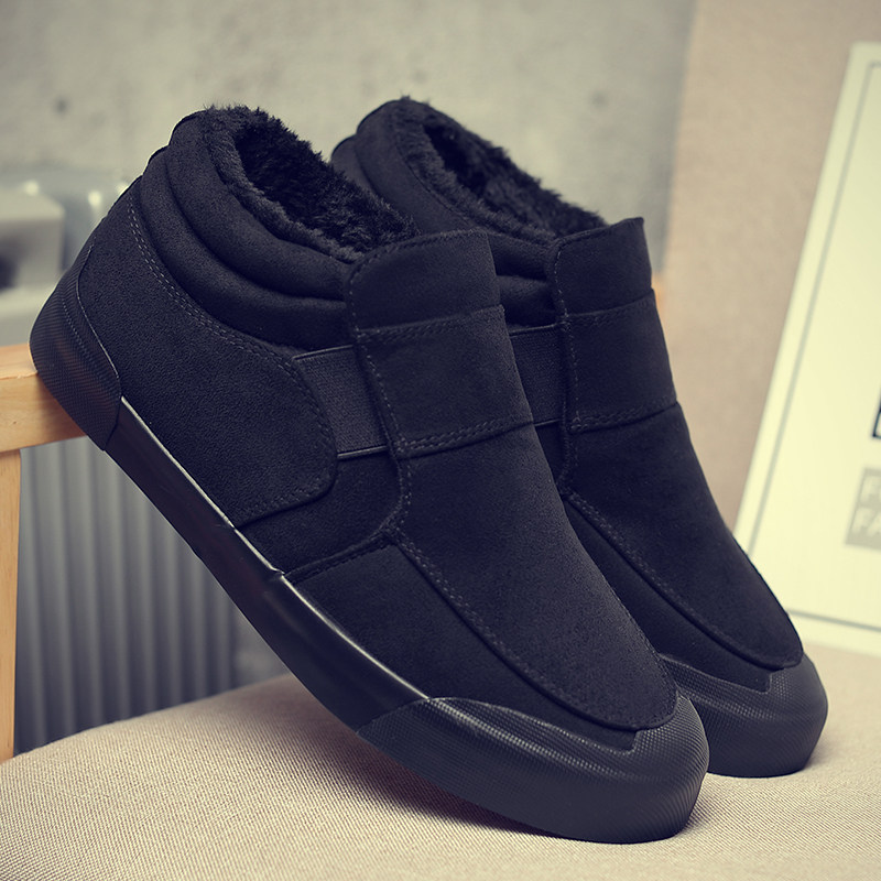 冬季男鞋加绒保暖一脚蹬棉鞋加厚靴子男雪地棉懒人雪地靴低帮男靴