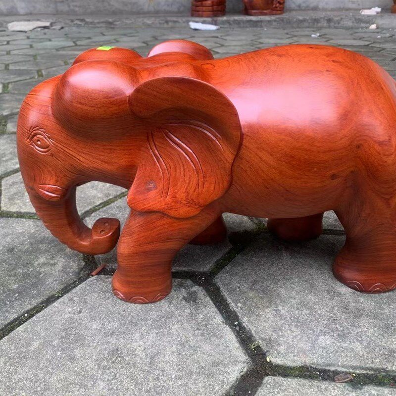 红木工艺品 花梨木木雕大象 摆件40公分一对