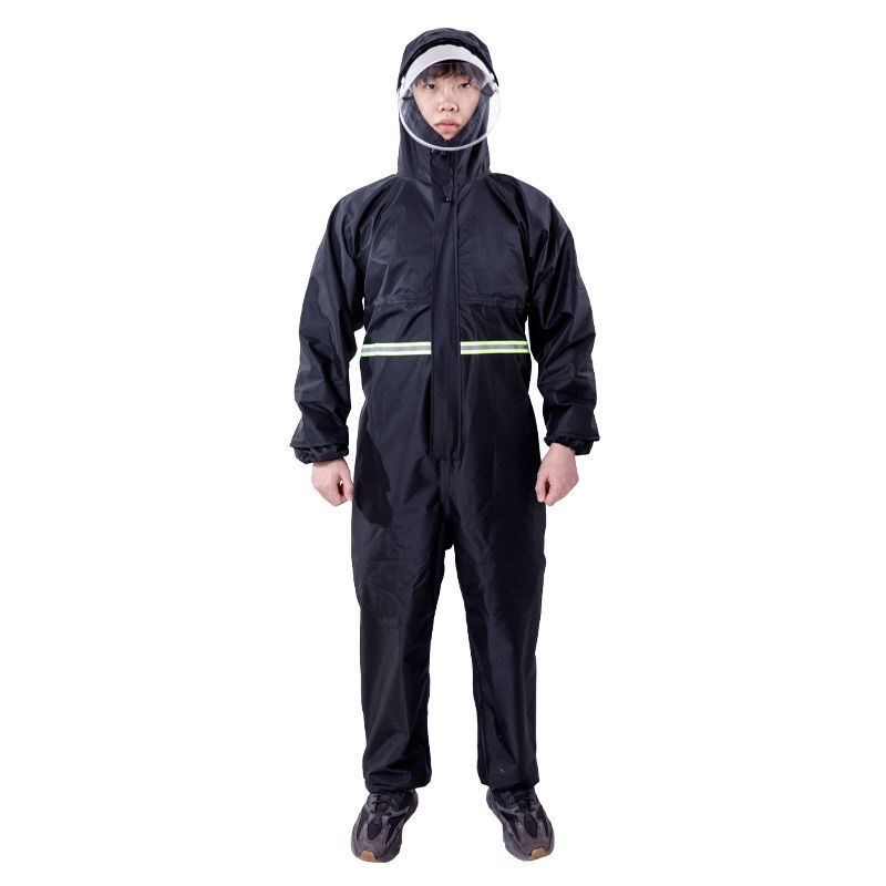 连体双帽檐防粉尘防护服防水防雨服喷漆打磨雨衣连体雨衣全身防护