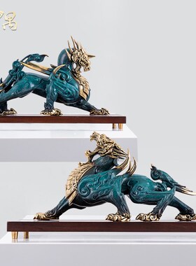 招财铜貔貅摆件一对办公室客厅入户玄关桌面聚财公V司乔迁开业礼