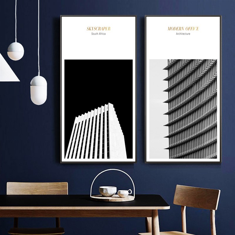 工业风空间延伸入户玄关装饰画立体建筑走廊挂画超长竖版过道壁画图片