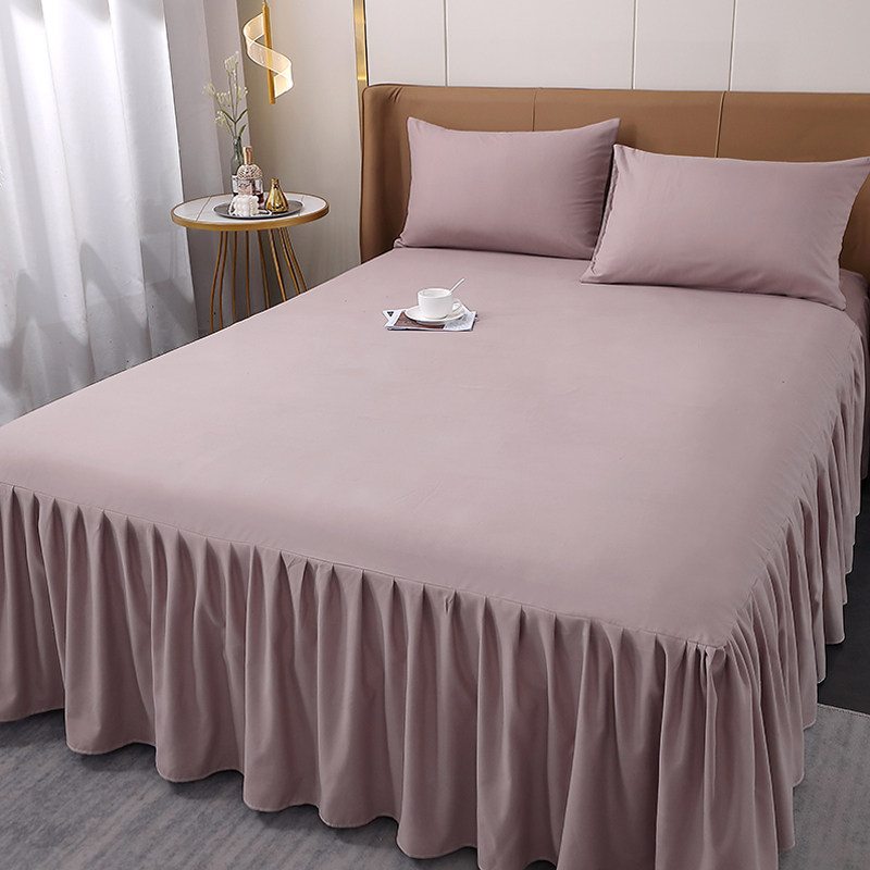 纯色简约床裙式床罩单件春夏季床围裙保护套防尘遮丑1.8x2.0m床套,床上用品,床裙,淘宝优惠券,粉丝福利购,淘宝优惠卷