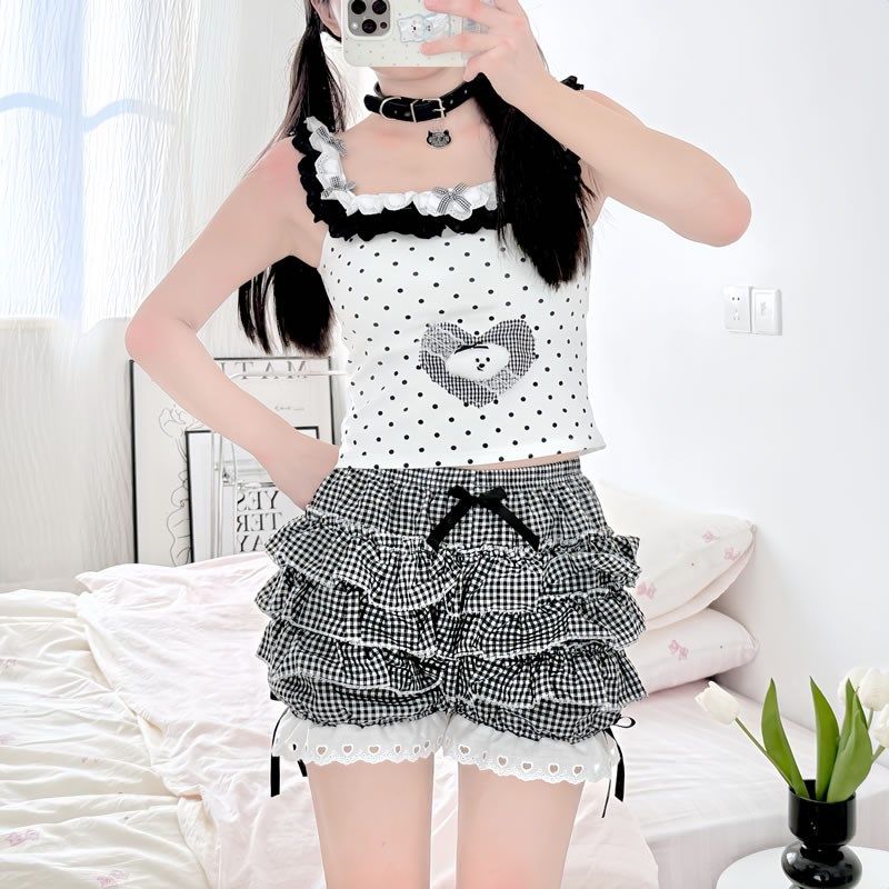 日系jk可爱蕾丝蓬蓬蛋糕裙荷叶边lolita南瓜打底裤防走光安全裤