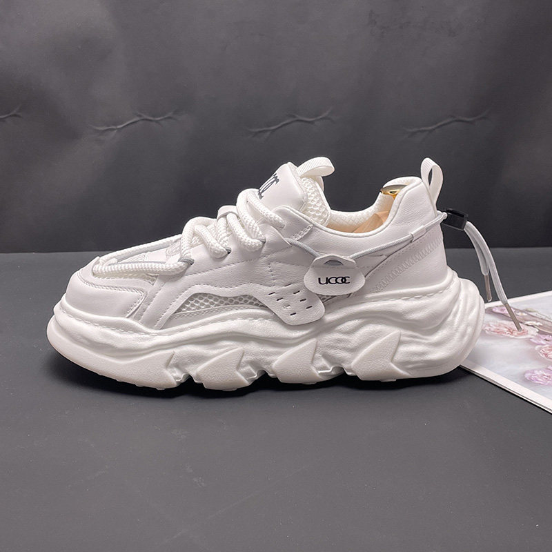 厚底老爹鞋男冬季新款透气运动休闲鞋子男士时尚百搭内增高小白鞋