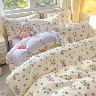 ins小清新100全棉被套单件150x200x230单人学生1.5米纯棉田园被罩