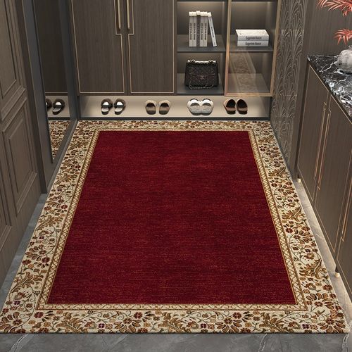 中式入户门防滑脚垫进户门红色地垫地毯进门高级感耐脏门口门垫子