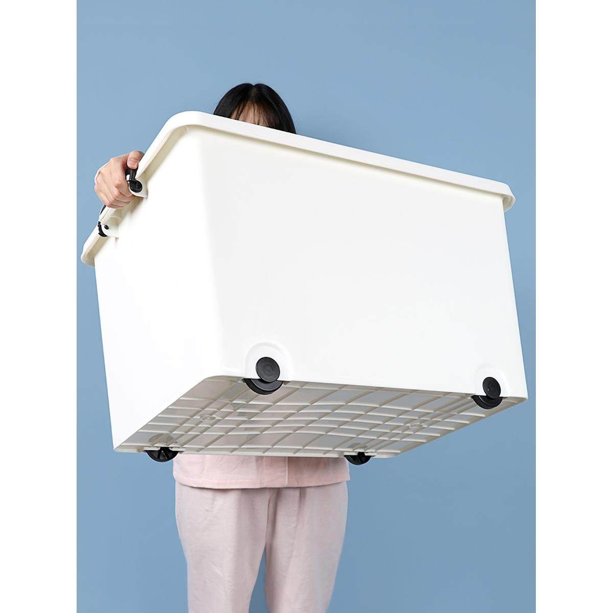 收纳箱塑料加厚特大号 带盖衣物储物盒周转箱家用带轮学生整理箱,收纳整理,收纳箱,淘宝优惠券,粉丝福利购,淘宝优惠卷