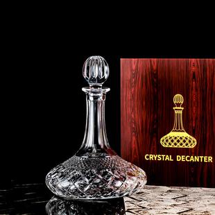 水晶玻璃古典刻花醒酒器欧式家用红酒醒酒器葡萄酒瓶装饰洋酒酒瓶