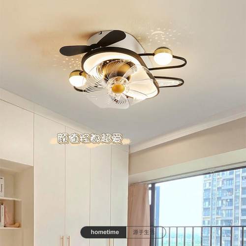 北欧儿童房吸顶灯飞机风扇灯现代简约家用卧室吊扇灯男孩房间灯具