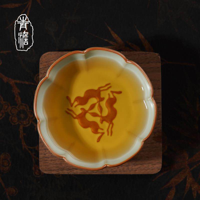 青澹汝窑玉兔杯景德镇手工主人杯单杯陶瓷茶杯复古大号生肖杯青瓷,餐饮具,茶杯,淘宝优惠券,粉丝福利购,淘宝优惠卷