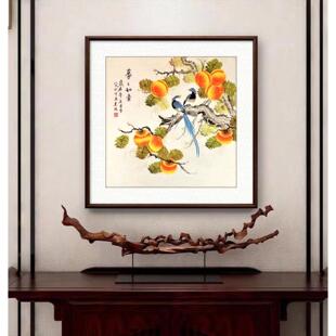 四尺斗方工笔花鸟国画 画凌雪手绘客厅饭厅卧室玄关走廊电视背景