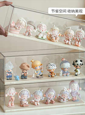 盲盒娃娃收纳盒展示架哪咤透明防尘手办泡泡玛特展示盒摆件展示柜