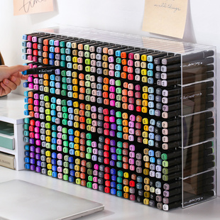 马克笔收纳架透明大容量丙烯水彩笔置物架美术画笔亚克力收纳盒
