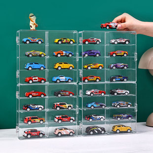 风火轮收纳盒8格小汽车模型TOMICA1:64儿童玩具多美卡透明展示架