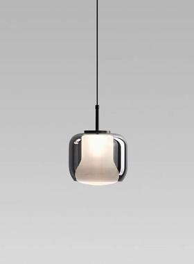 卧室床头吊灯现代简约烟灰色玻璃灯罩高级感设计师极美主义餐厅吊