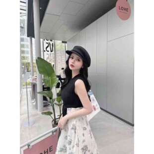 【日本直邮】GRL带蝴蝶结腰带的针织拼接花卉连衣裙 品番:ru1178