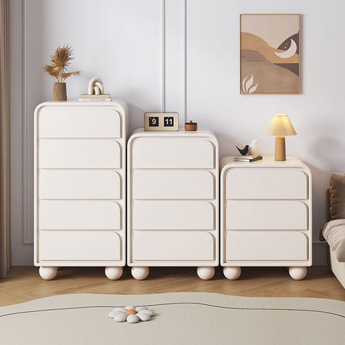 奶油风五斗柜实木收纳柜卧室牀尾柜客G厅靠墙抽屉柜法式斗柜收纳