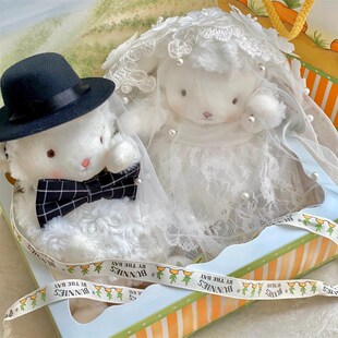 高档压床娃娃情侣小羊公仔一对结婚礼物摆件送新人布.置婚房节日