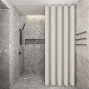 轨道浴帘超薄免打孔套装卫生间洗澡窗帘浴室挂帘滑轨隔断帘防水布