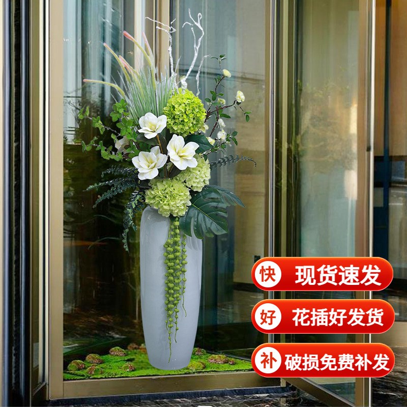 酒店旋转门仿真花艺装饰r高档摆件商场售楼处落地装饰落地假花摆