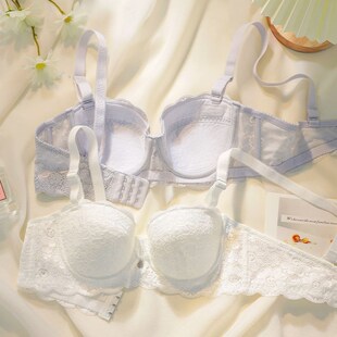 女士内衣聚拢防下垂提胸上托w半杯文胸收副乳软钢圈大胸显小超薄
